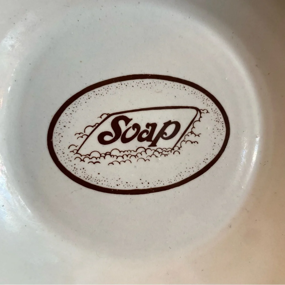 Vintage Round Porcelain Soap Dish 1980’s Bathroom Kitchen Accessory